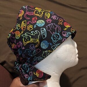 Colorful Cat Print Scrub Cap